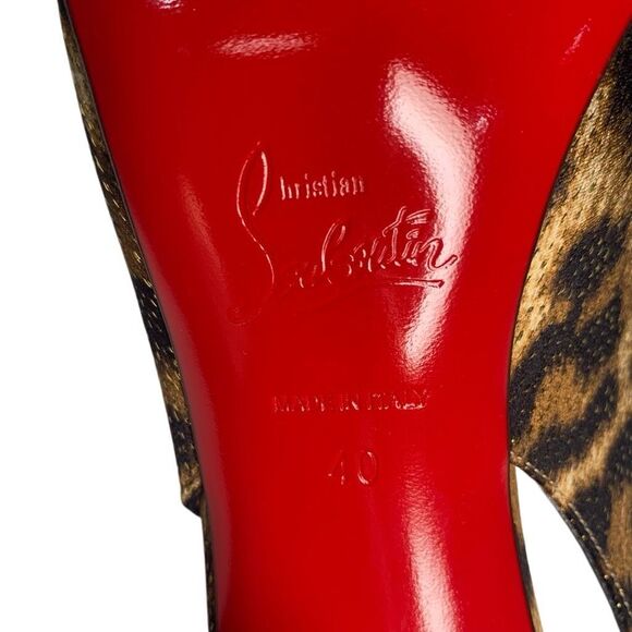 Christian Louboutin Drama Sling 100 Lurex Panthere Stud Pump EU 40 US 10 Heels - Picture 10 of 10